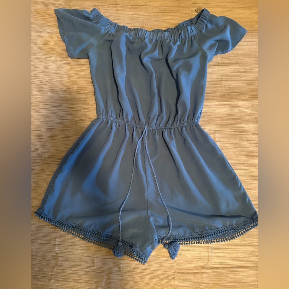 Blue Off-Shoulder Romper